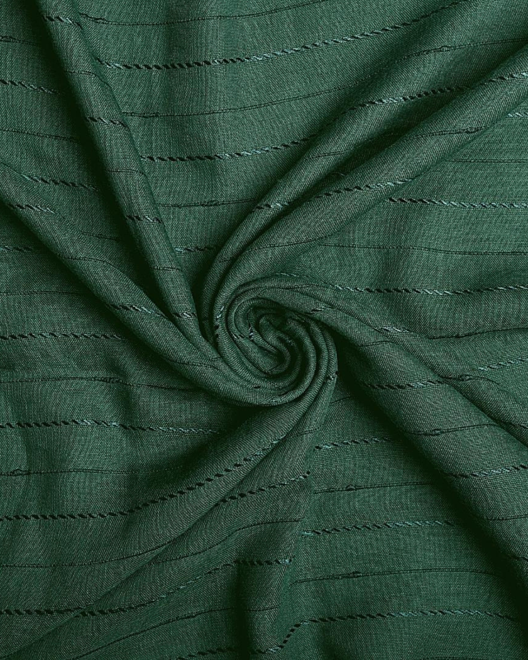 Dotted Striped Lawn Hijab - Dark Green