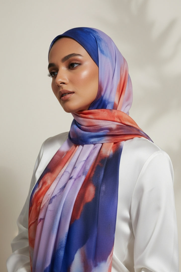 Printed Viscose Modal Hijab - Cosmic Dusk