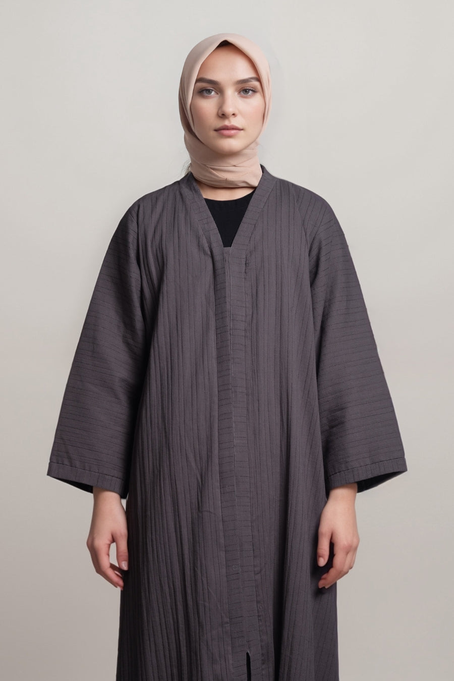 Textured Dark Taupe Abaya