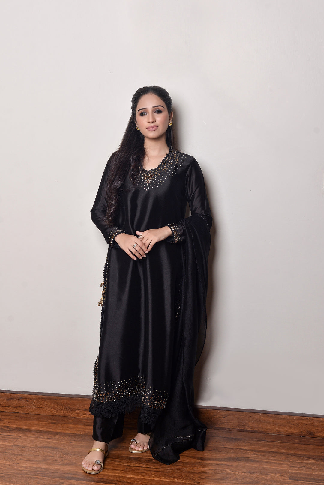 BLACK SHEESHA SILK DRESS