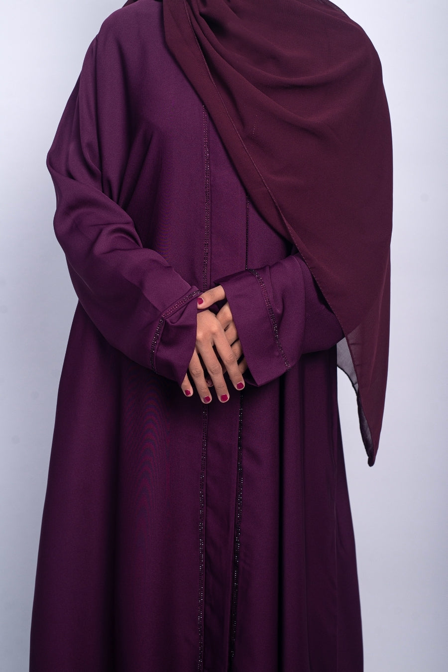 Plum Studded Abaya