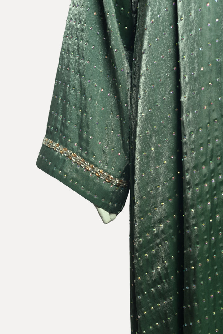 Fancy Dotted Green Abaya