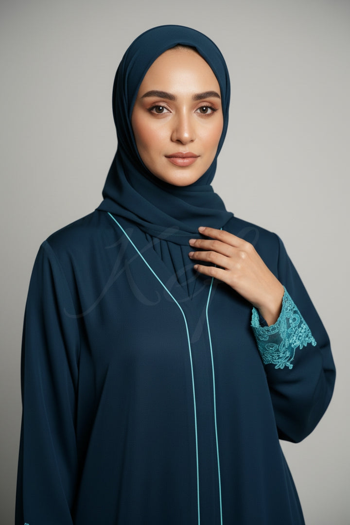 Teal Lace Abaya