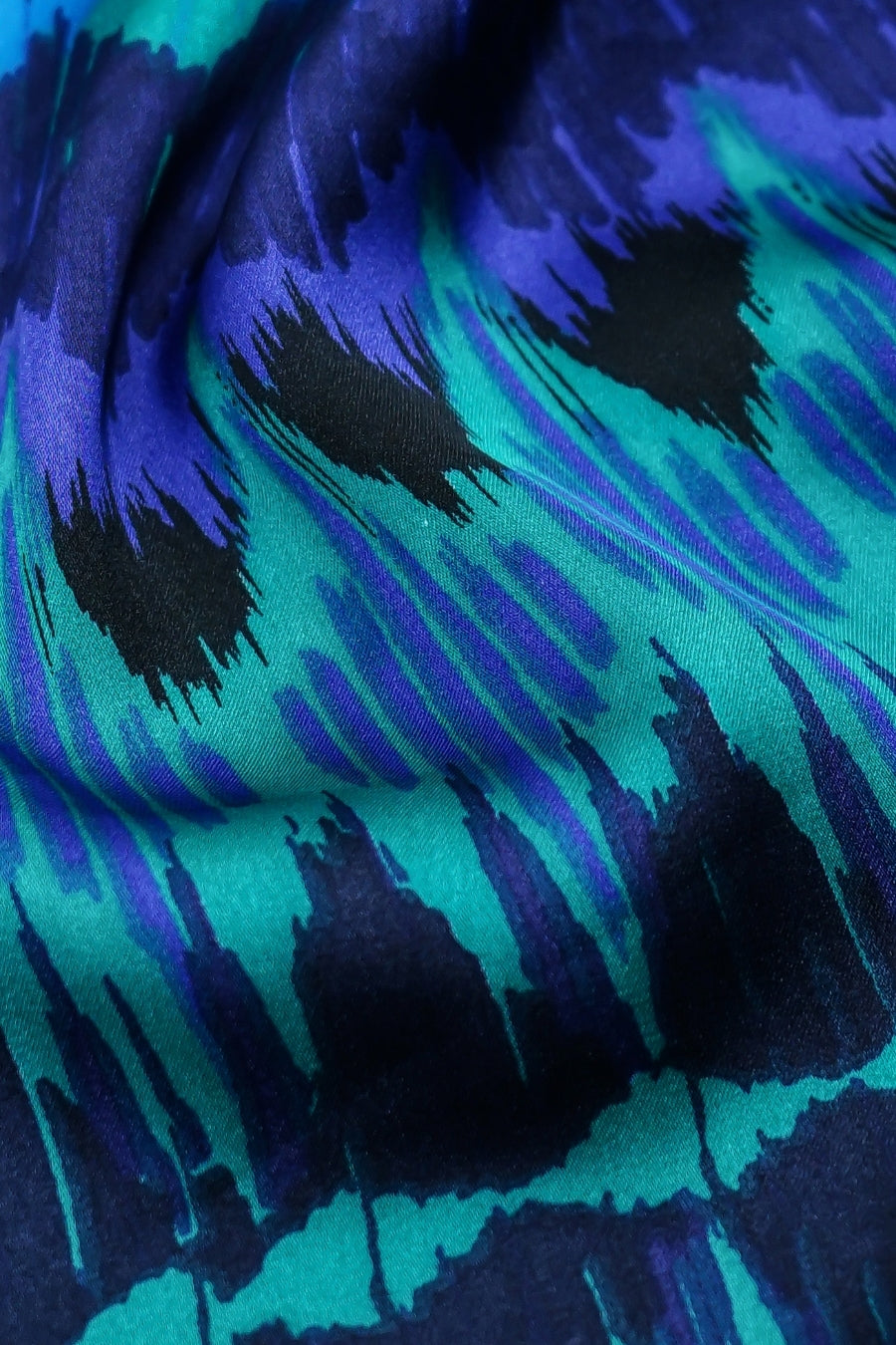 Printed Silk Hijab - Midnight Cascade