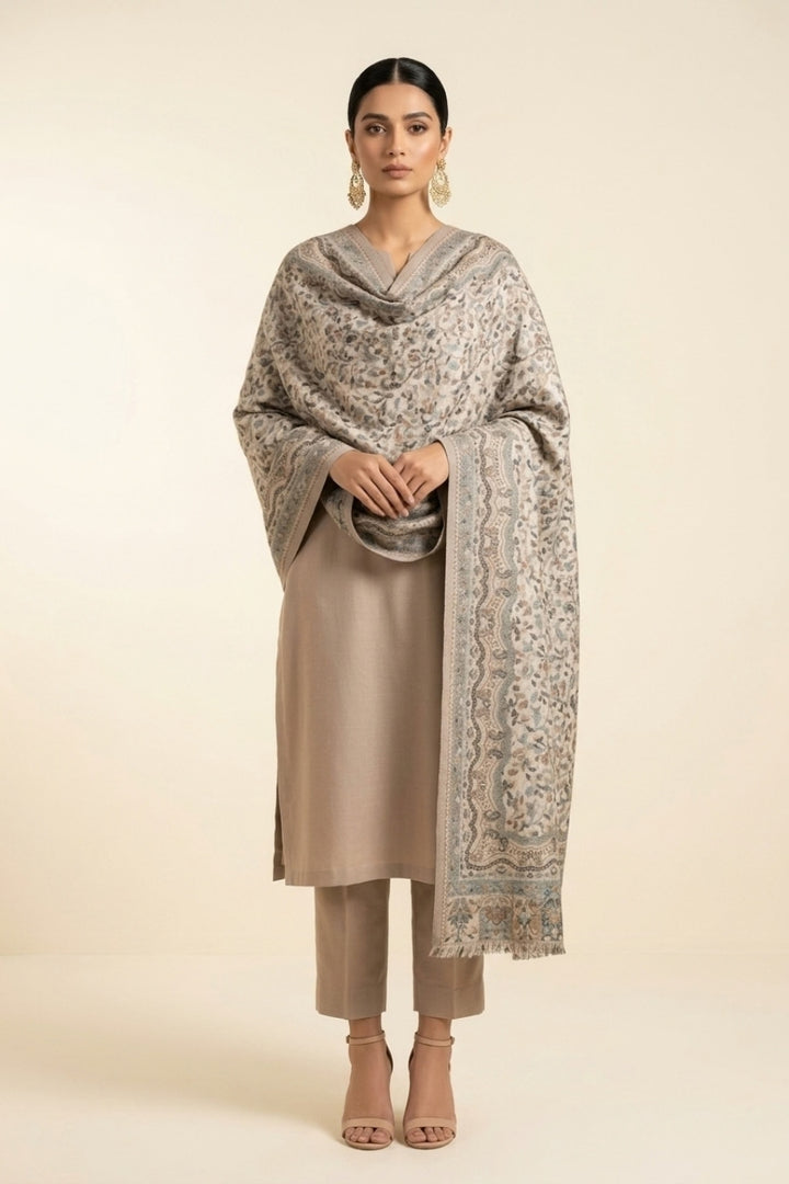 Printed Cashmere Shawl - Alabaster