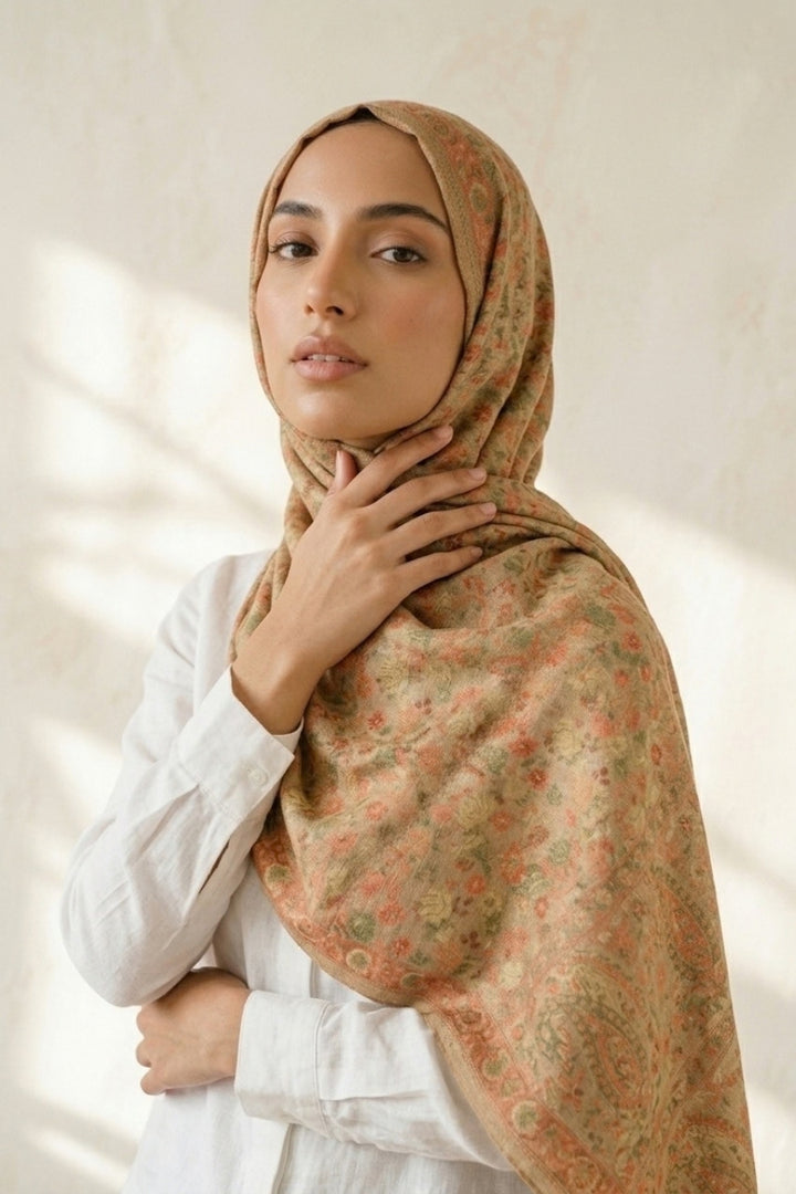 Printed Cashmere Legacy Hijab - Antique Gold