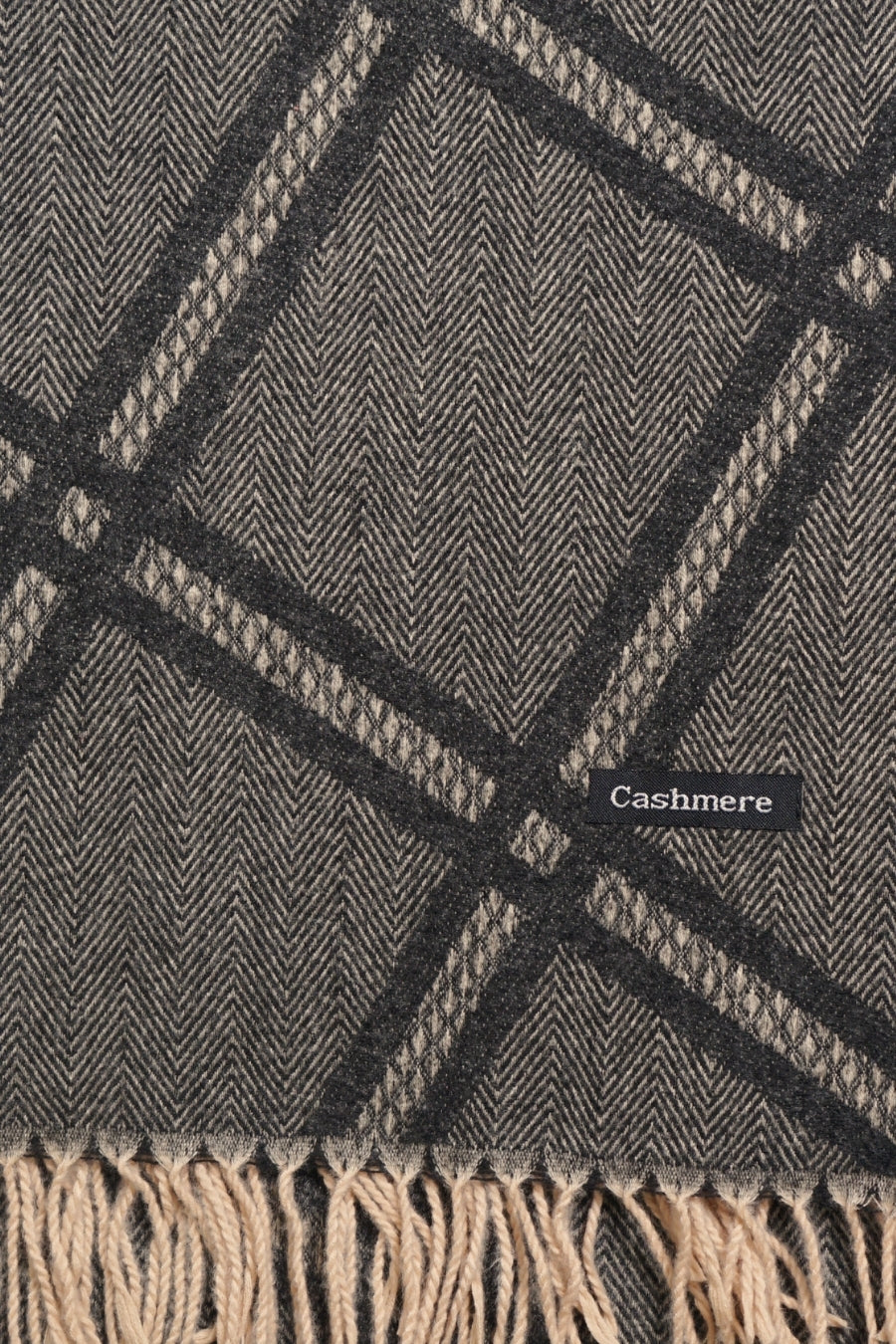 Grid Patterned Cashmere - Ash Black