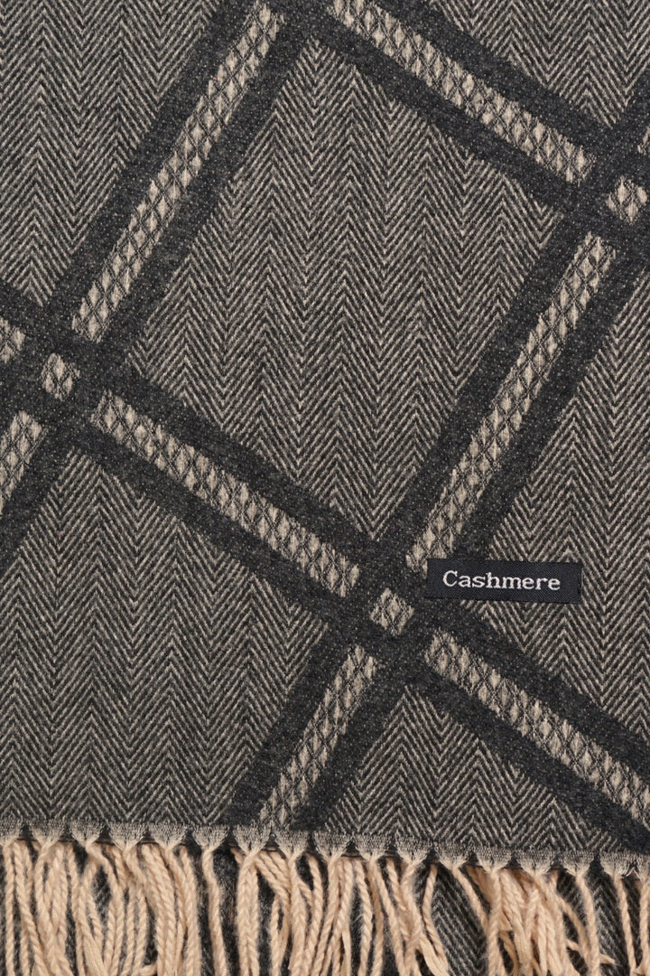 Grid Patterned Cashmere - Ash Black