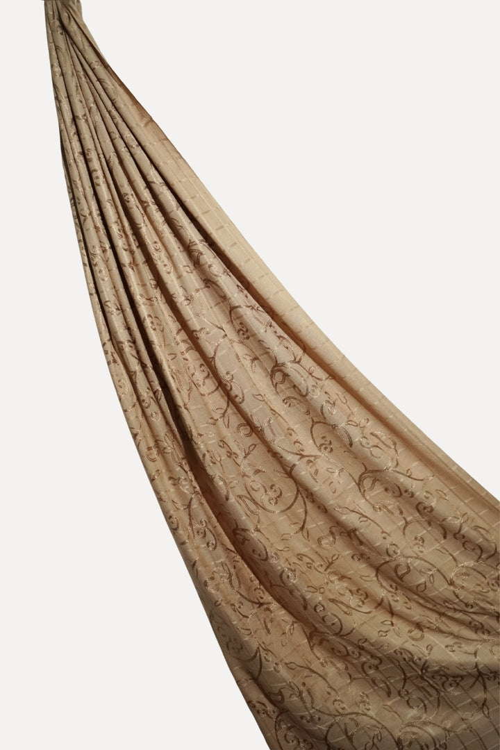 Checkered Embroidery Lawn - Beige