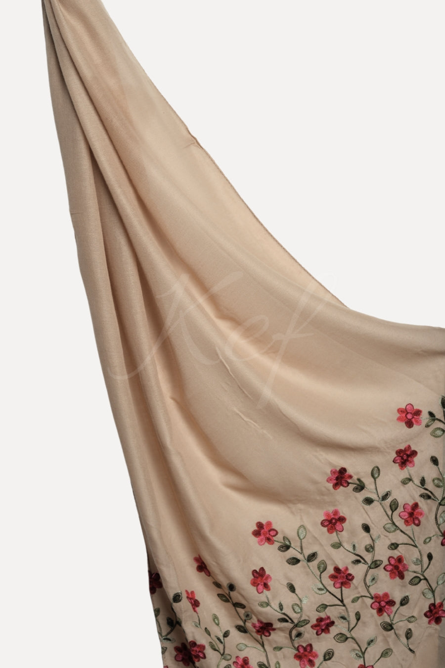 Viola Embroidery Lawn Hijab - Beige