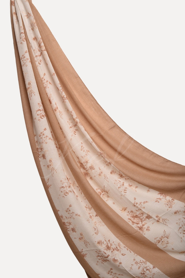 Striped Printed Lawn - Beige