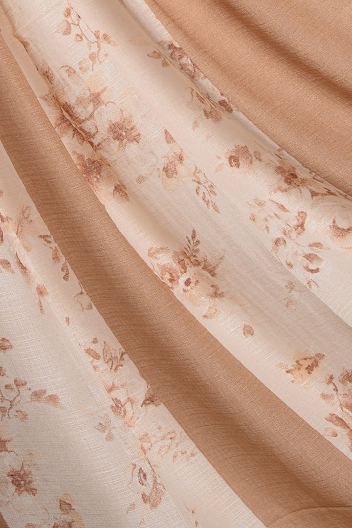 Striped Printed Lawn - Beige