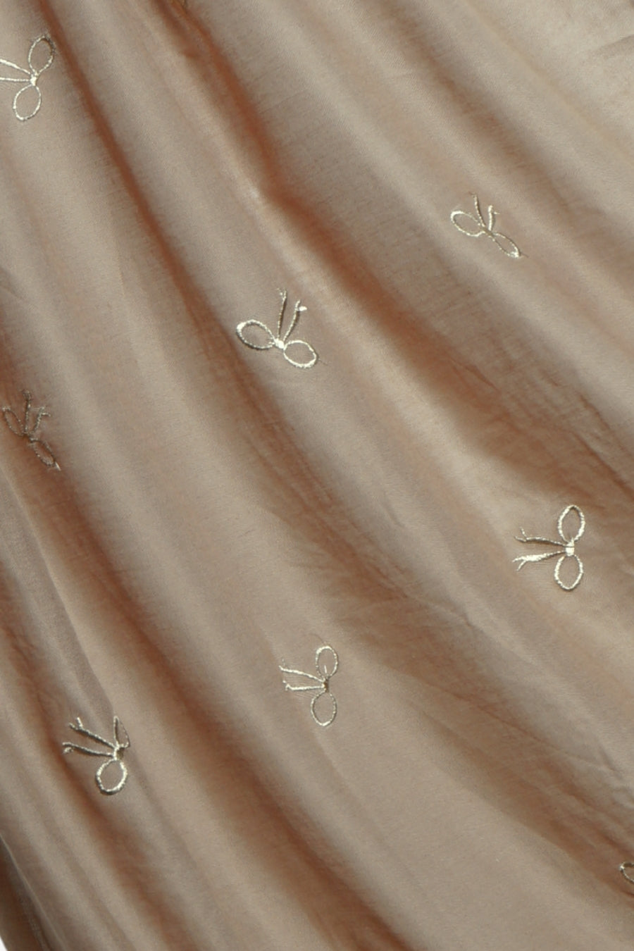 Bow Embroidery Lawn Hijab - Beige