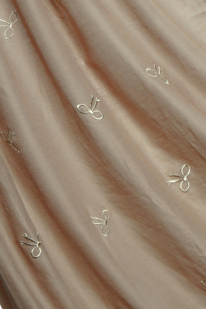 Bow Embroidery Lawn Hijab - Beige