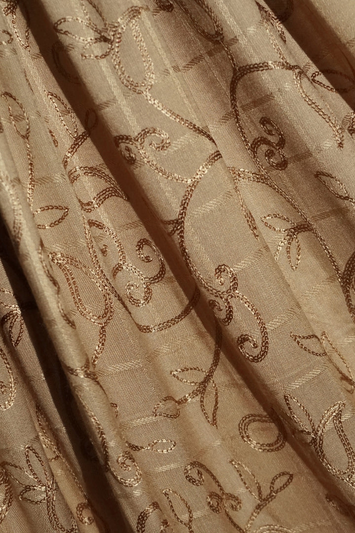 Checkered Embroidery Lawn - Beige
