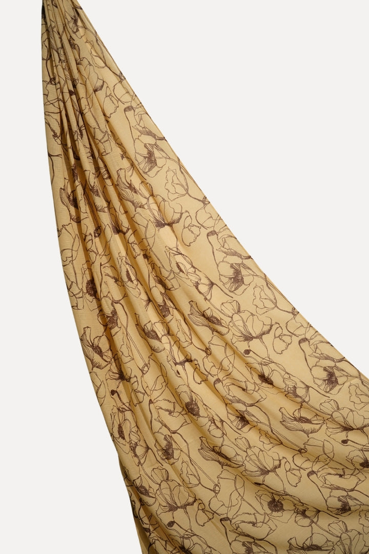 Noir Printed Lawn - Beige Yellow