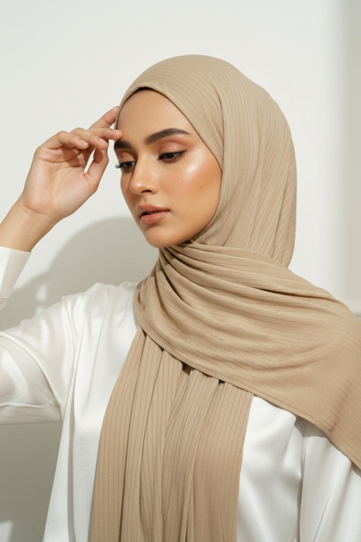Linear Rib Jersey - Beige