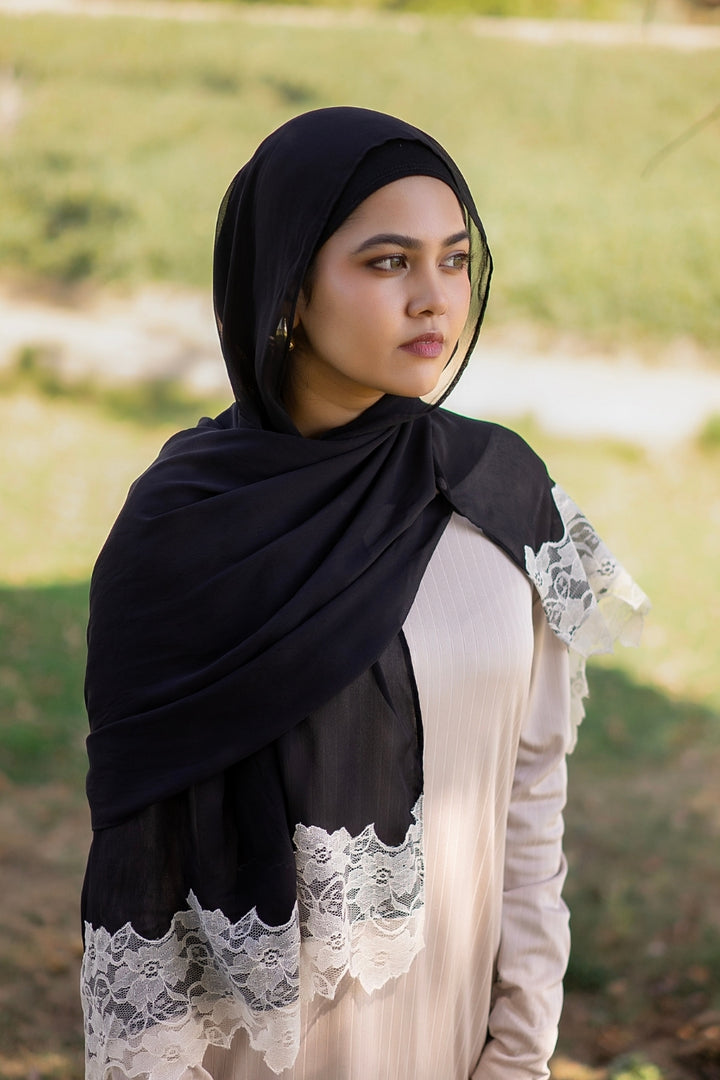 Chantilly Chiffon Hijab - Black