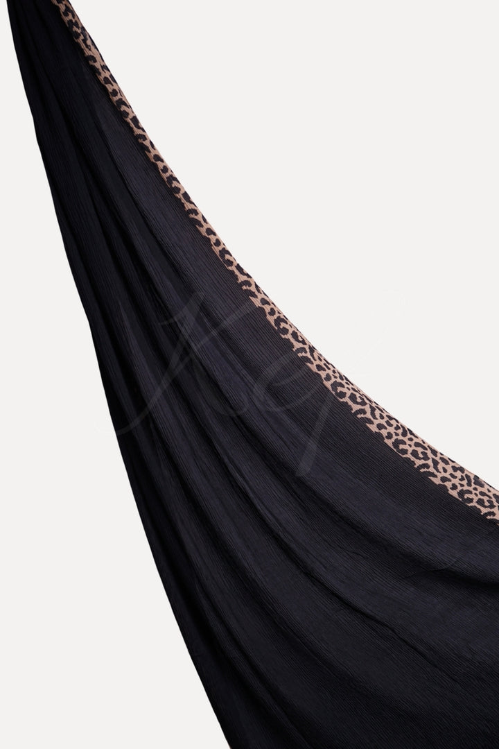 Pleated Crinkle Hijab - Black