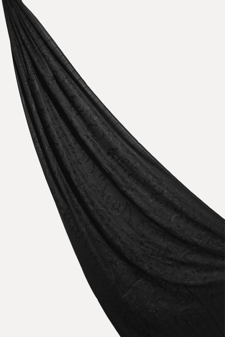 Checkered Embroidery Lawn - Black