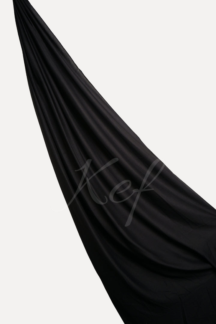 Crumpled Lawn Hijab - Black