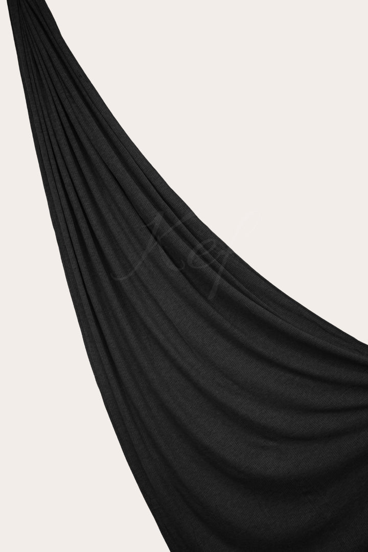 Ribbed Jersey Hijab - Black
