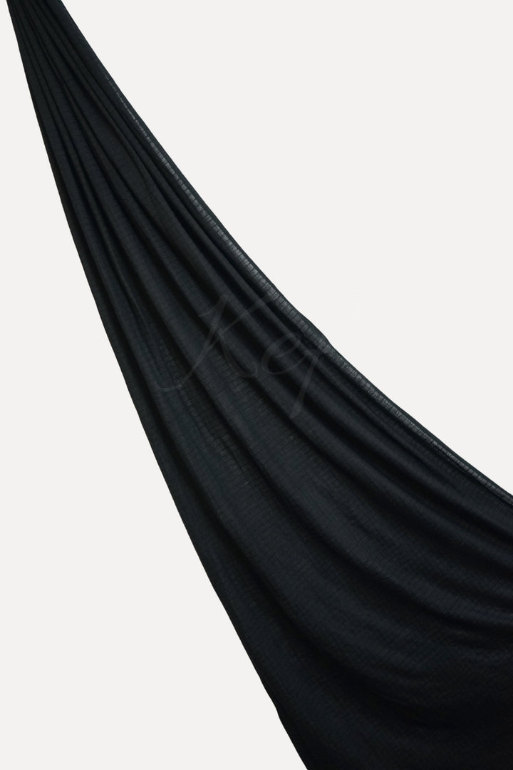 Checkered Jersey Hijab - Black