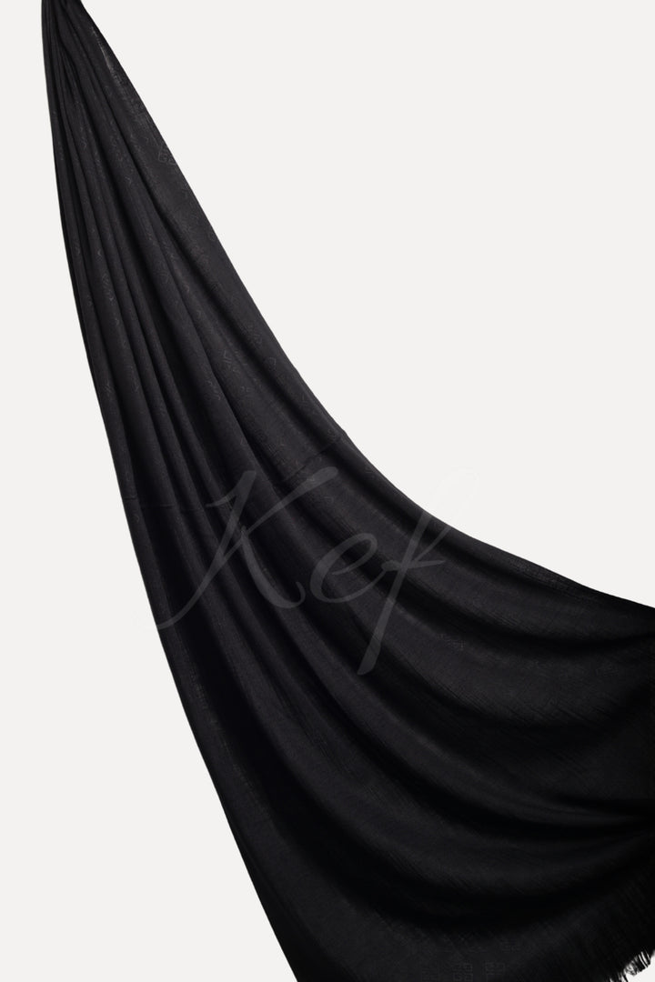 Monogram Turkish Lawn Hijab - Black