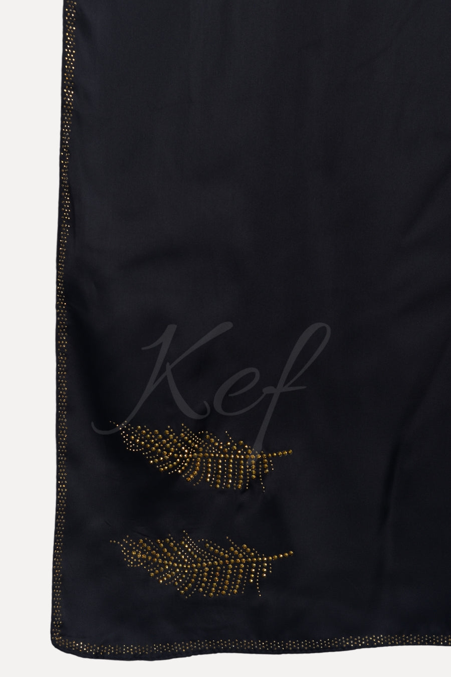 Leaf Studded Silk - Black