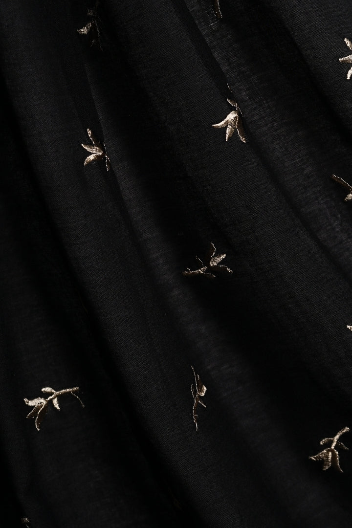 Grace Embroidery Lawn Hijab - Black