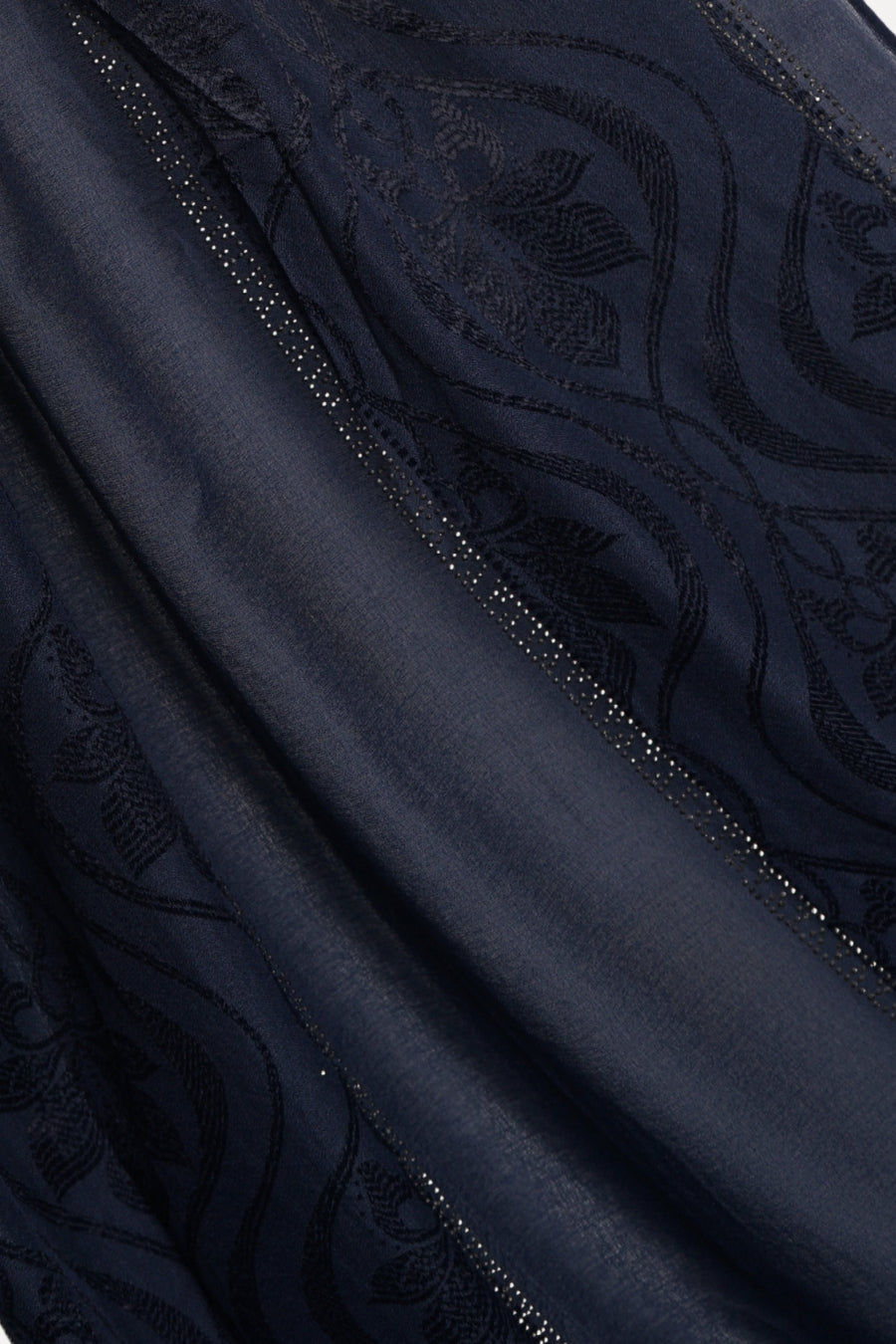 Striped Embroidery Chiffon - Black