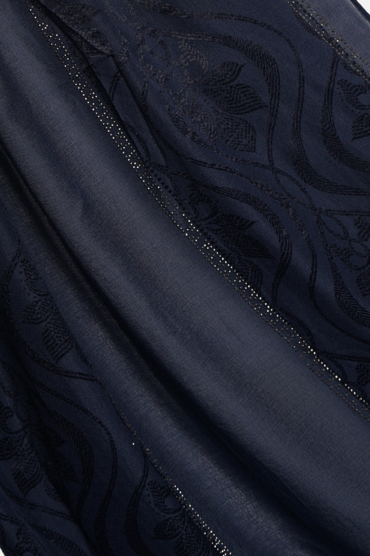 Striped Embroidery Chiffon - Black