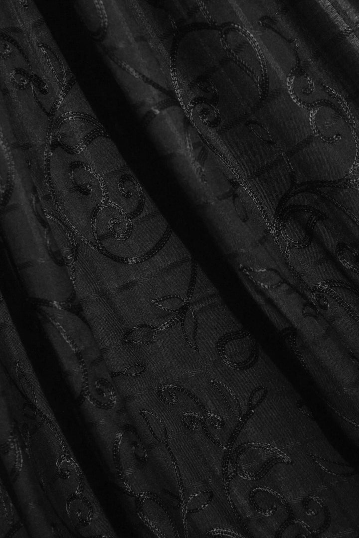 Checkered Embroidery Lawn - Black