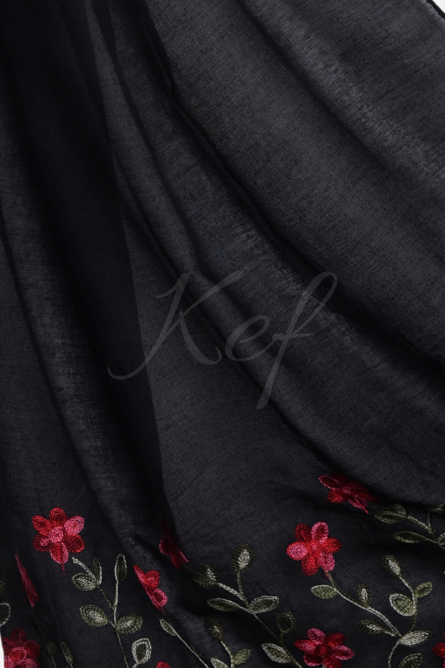 Viola Embroidery Lawn Hijab - Black