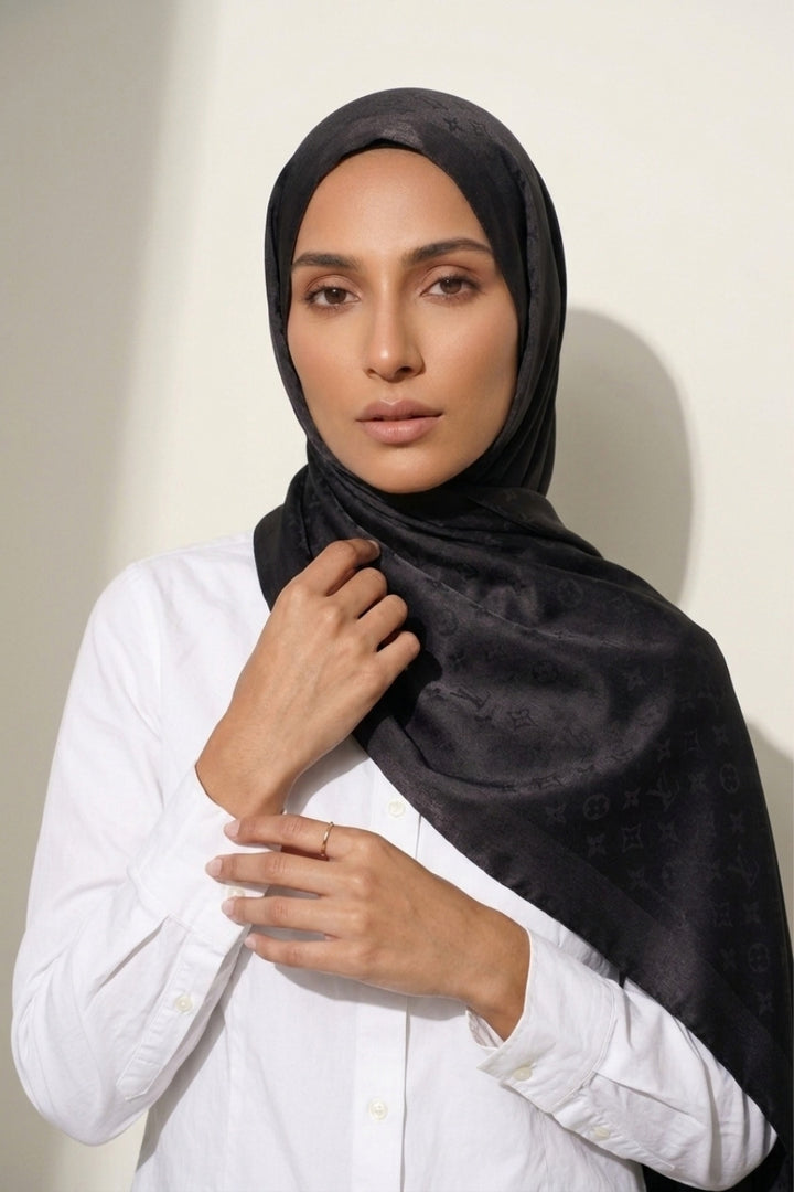 LV Cashmere Hijab -  Black