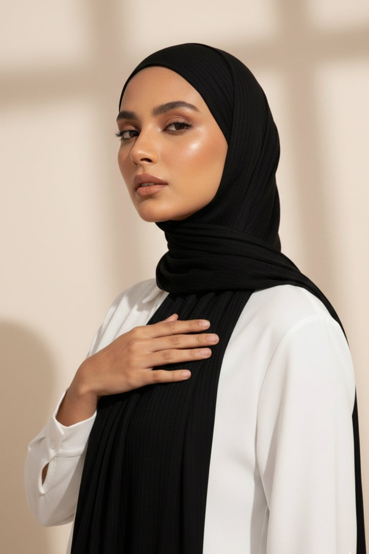 Linear Rib Jersey - Black