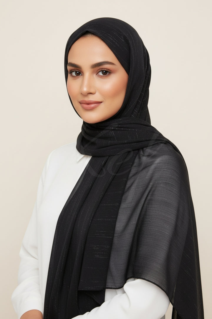 Metallic Chiffon - Black