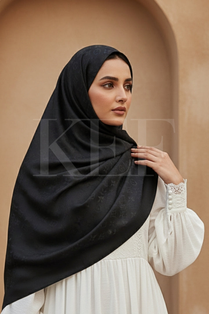 LV Cashmere Hijab -  Black