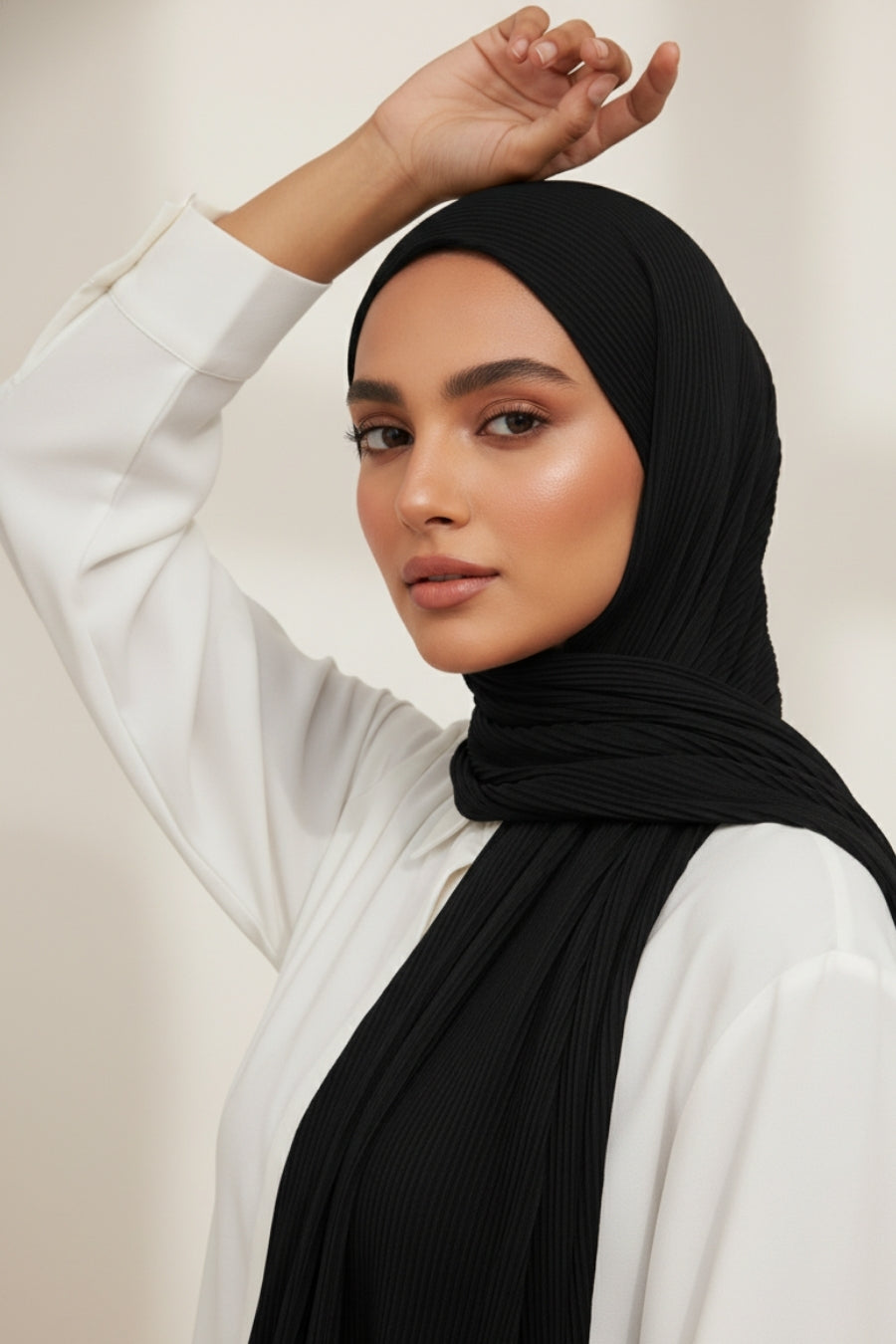 Crinkle Georgette Hijab - Black