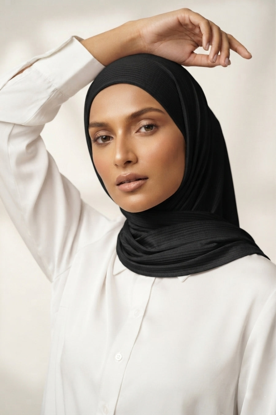 Textured Rib Jersey Hijab - Black