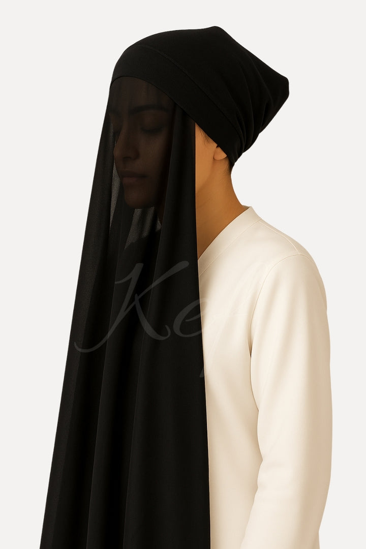 Instant Georgette with Cap - Black