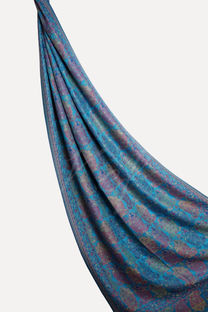 Printed Cashmere Echo Hijab - Blue Ash Bloom