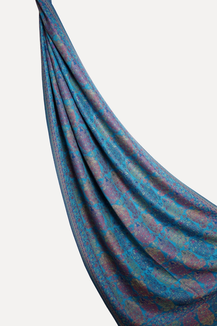 Printed Cashmere Echo Hijab - Blue Ash Bloom