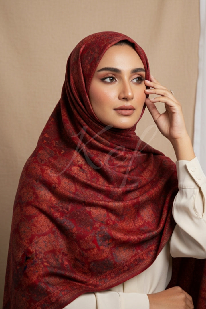 Printed Cashmere Echo Hijab - Blushed Clay