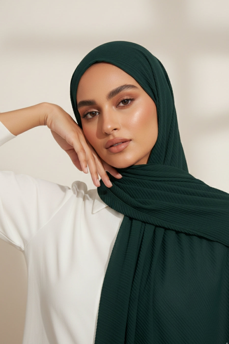 Crinkle Georgette Hijab - Bottle Green