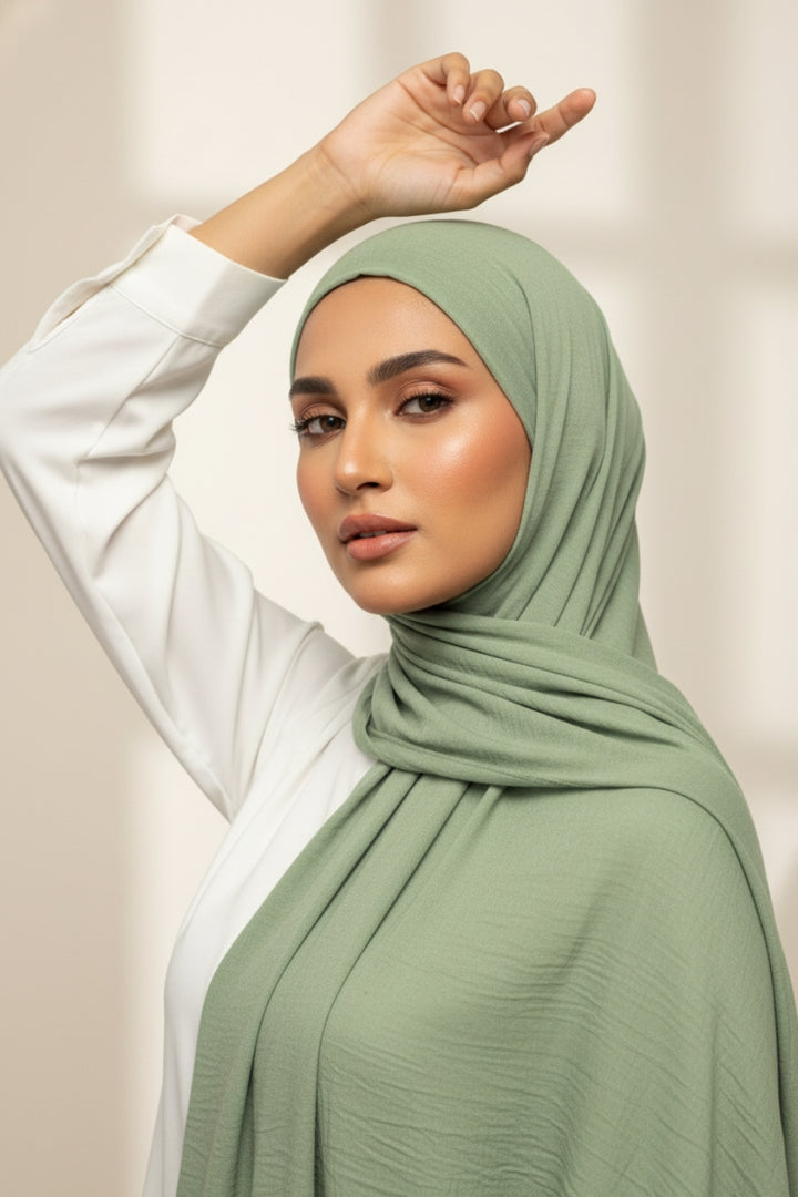 Soft Crumpled Lawn Hijab - Pista