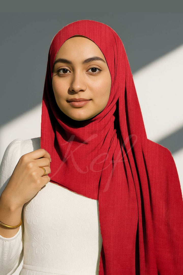 Turkish Lawn Hijab - Bright Red