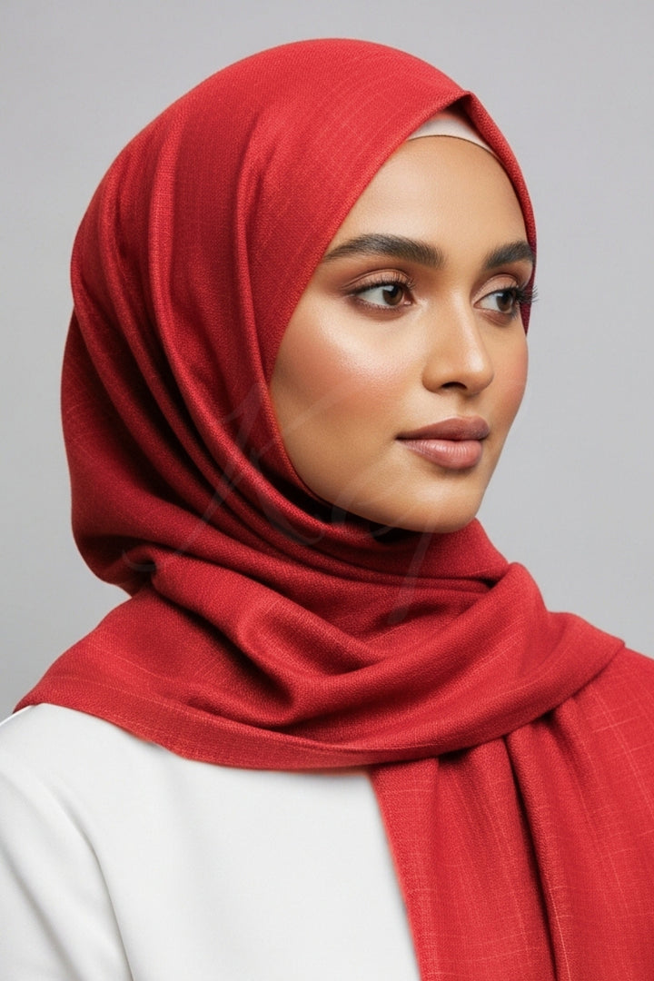 Turkish Lawn Hijab - Bright Red