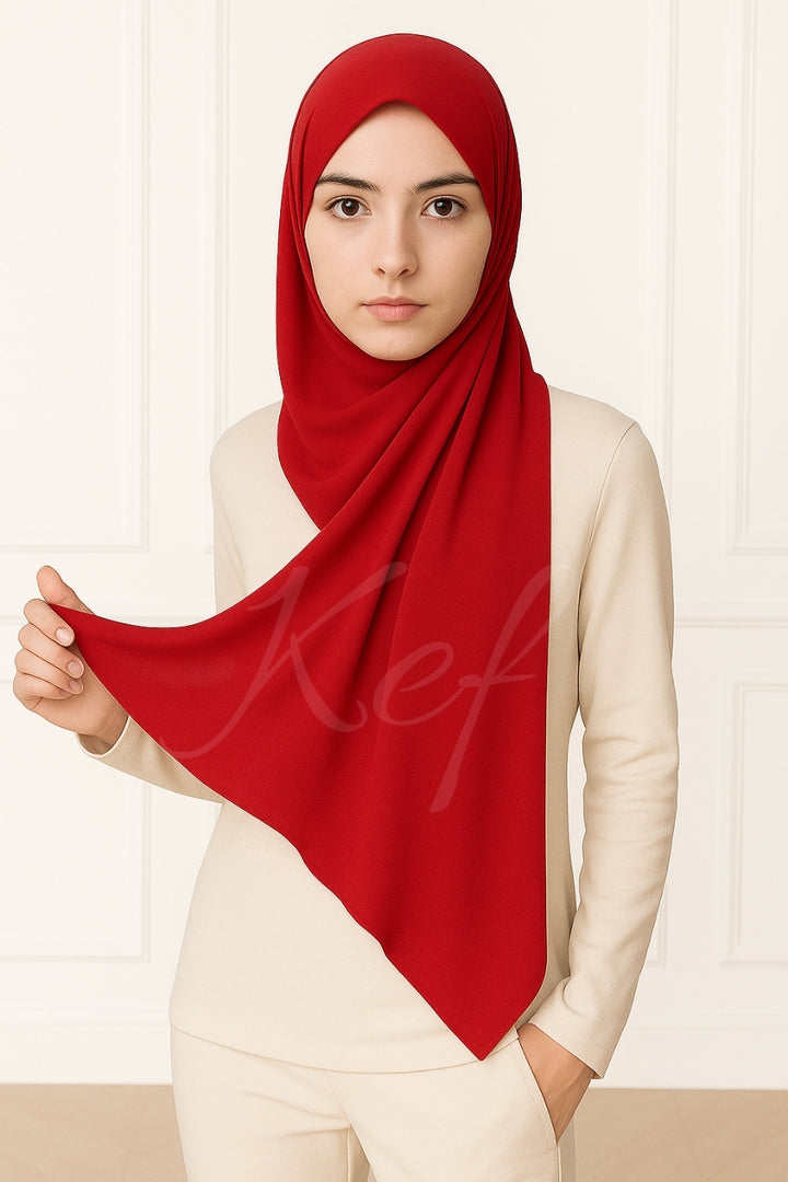Georgette Hijab - Bright Red
