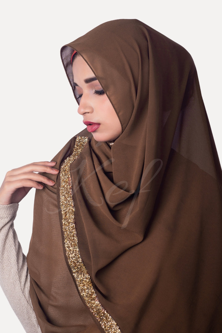 Lace Georgette Hijab - Brunette